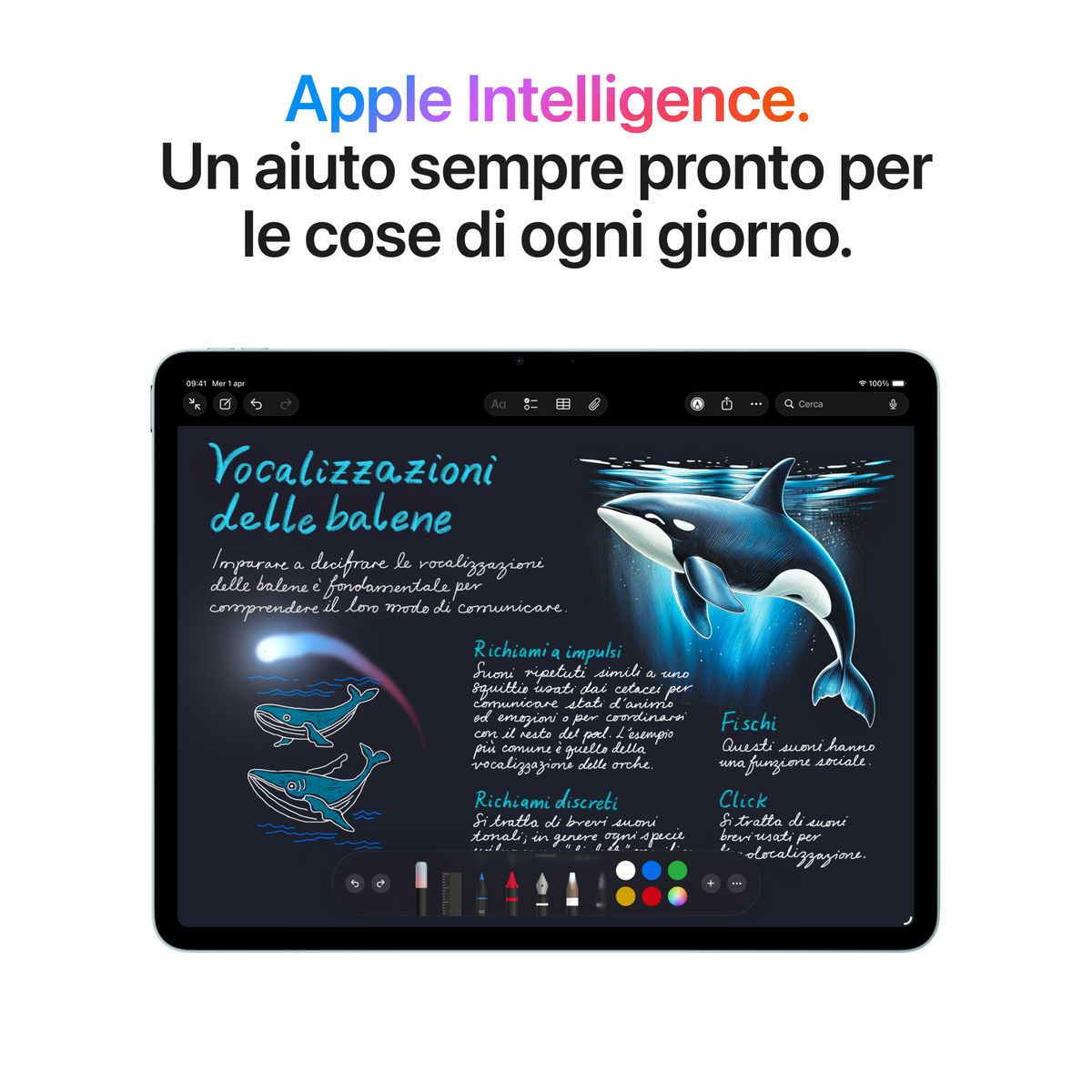 Apple iPad Air 11-inch (M4, 1TB, Wi‑Fi + Cell. 5G) in Starlight — Italian model. Slim aluminum design, edge‑to‑edge Liquid Retina display, top button with Touch ID, and USB‑C port. mazzotta.store.