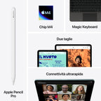 Apple iPad Air 11-inch (M4, 1TB, Wi‑Fi + Cell Cellulare 5G) in Blue — Italian model. Slim aluminum design, edge‑to‑edge Liquid Retina display, top button with Touch ID, and USB‑C port. mazzotta.store.