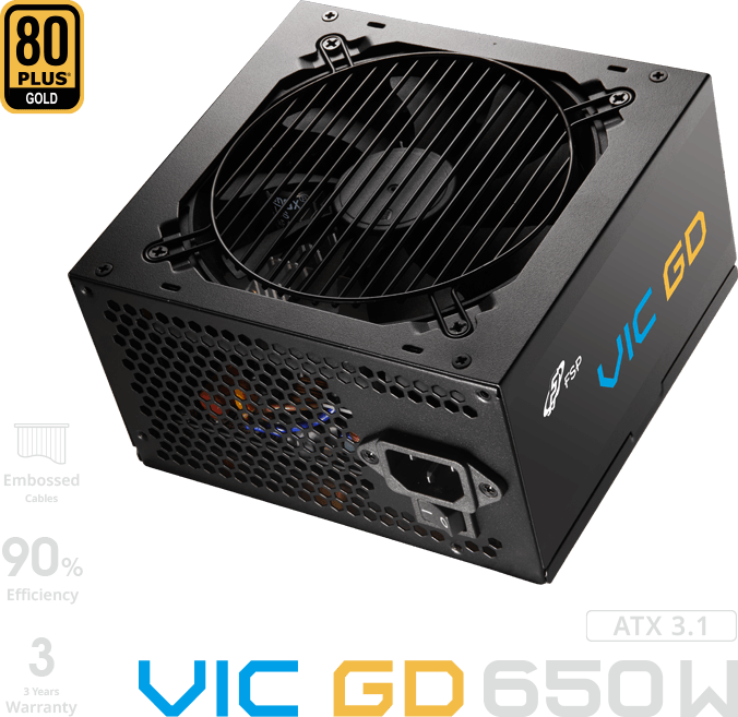 FSP FORTRON ALIM. VIC 650GD 650W, 80+ Gold, ATX 3.1, direct cable POA650010