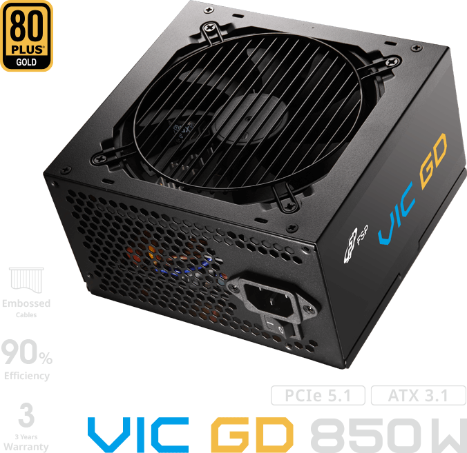 FSP FORTRON ALIM. VIC 850GD 850W, 80+ Gold,  ATX 3.1, direct cable  POA8500