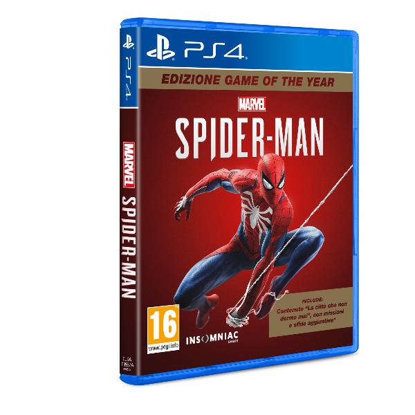 Copertina frontale e costina 01 del videogioco Marvel's Spider-Man - Game Of The Year! - GOTY per Playstation 4 PS4, codice EAN 0711719958505, codice produttore 9958505.